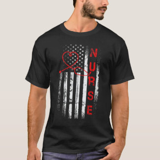 Verpleegster Patriottisch Amerikaanse Vlag VS Gere T-shirt