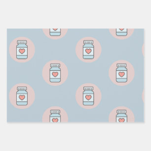 Verpleegster pilflacon hart cadeauverpakking inpakpapier vel