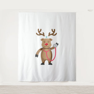 Verpleegster RENDIER Grappig Schattige Kerst Kunst Wandkleed