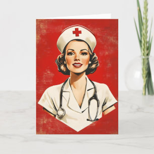 verpleegster retro vrouw feestdagen kaart
