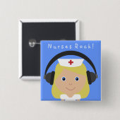 Verpleegster Rock! Vierkante Button 5,1 Cm (Voorkant /achterkant)