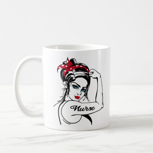Verpleegster Rosie de riveter omhoog Koffiemok (Links)