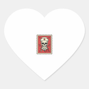 Verpleegster Schedel Grappige Retro Stempel_1 Hart Sticker