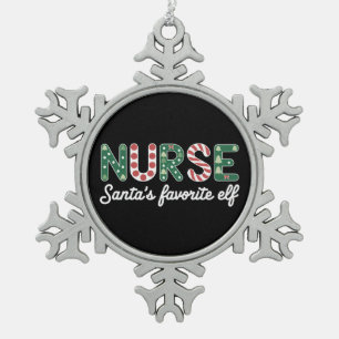 Verpleegster Sinterklaas zijn favoriete Elf Leven Tin Sneeuwvlok Ornament