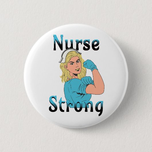 Verpleegster Sterk |  retro vibes Ronde Button 5,7 Cm (Voorkant)