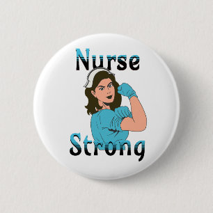 Verpleegster Sterk retro vibes Ronde Button 5,7 Cm