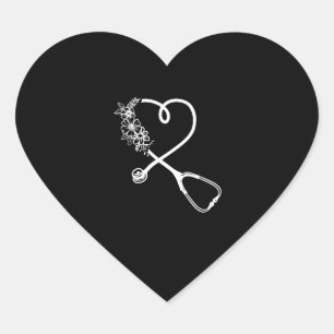 Verpleegster Stethoscoop Bloem Hart Sticker