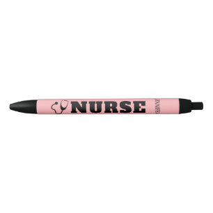 Verpleegster Stethoscoop Blush Pink op maat Zwarte Inkt Pen