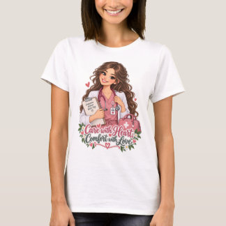 Verpleegster T-shirt met 'Zorg met Hart'