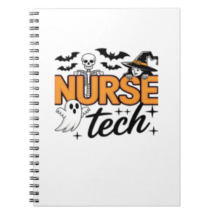 Verpleegster Tech - Halloween - met skelet, heks e Notitieboek