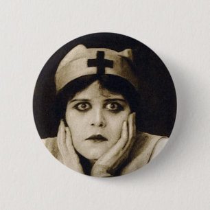 verpleegster theda bara grappig ronde button 5,7 cm
