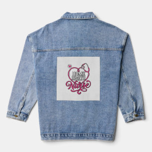 Verpleegster thuis roze stethoscoop shirt ontwerp_ denim jacket