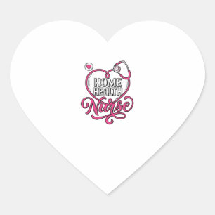 Verpleegster thuis roze stethoscoop shirt ontwerp_ hart sticker