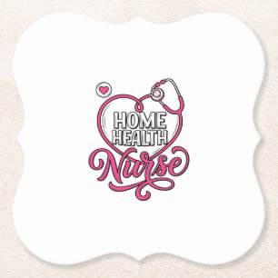 Verpleegster thuis roze stethoscoop shirt ontwerp_ kartonnen onderzetters