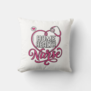Verpleegster thuis roze stethoscoop shirt ontwerp_ kussen