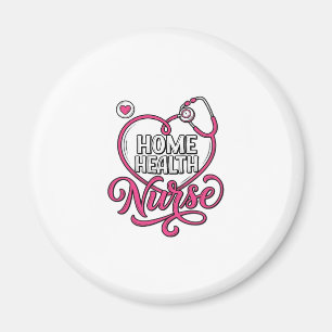 Verpleegster thuis roze stethoscoop shirt ontwerp_ magneet