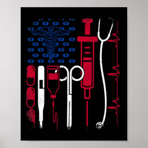 Verpleegster Tool Amerikaanse Vlag Trots 4 juli Tr Poster