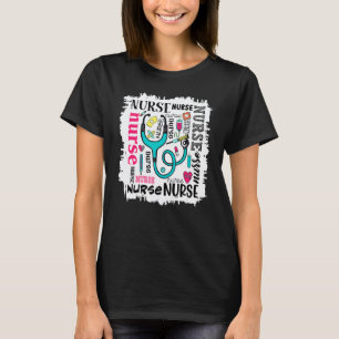 Verpleegster Typografie Bleek Schilderen Patroon T-shirt