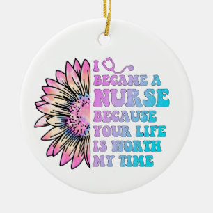 Verpleegster Uw leven is mijn tijd waard Keramisch Ornament