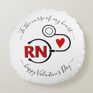Verpleegster Valentijnsdag stethoscoop rood RN Rond Kussen