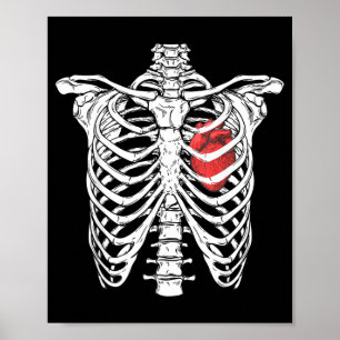 Verpleegster van hart en ribbenkast Grappig skelet Poster