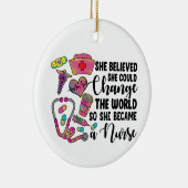 Verpleegster verandert de wereld groot keramisch ornament (Rechts)