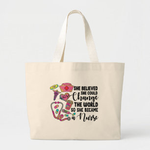 Verpleegster verandert de wereld grote tote bag