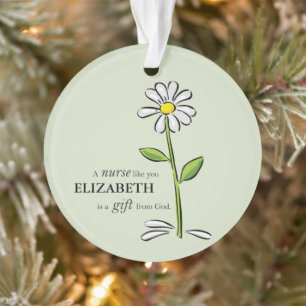Verpleegster Verjaardag Religious Green Daisy Gepe Ornament