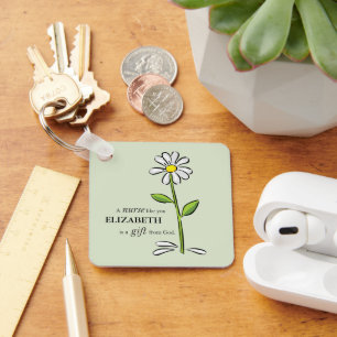 Verpleegster Verjaardag Religious Green Daisy Gepe Sleutelhanger