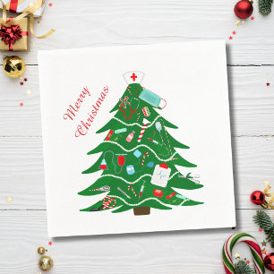 Verpleegster Vrolijk Kerstboom Servet