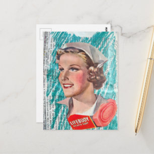 Verpleegster Vrouw met gezondheidszeep collage uit Briefkaart