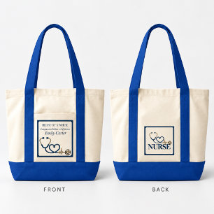Verpleegster Waardering Navy Blauwe Stethoscoop Ha Tote Bag