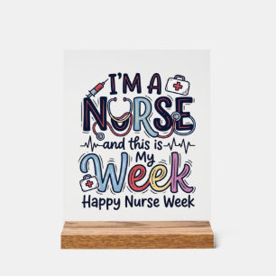 Verpleegster Week Vintage Typografie Shirt Ontwerp Acryl Bord