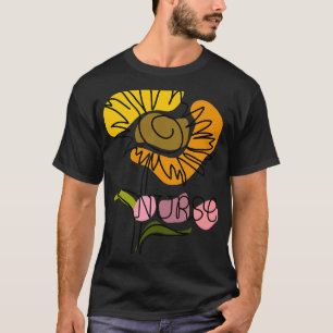 Verpleegster Zonnebloem Boho Een Lijn Tekening T-shirt