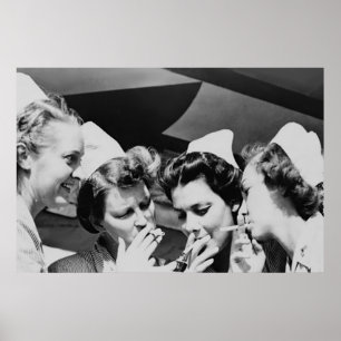 Verpleegsters die roken Vintage foto 36x24in Poster