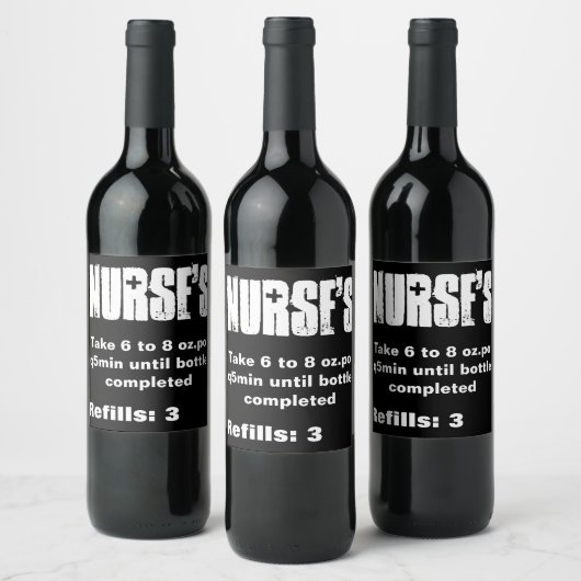 Verpleegster's Funny wine label Wijn Etiket (Flessen)