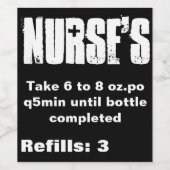 Verpleegster's Funny wine label Wijn Etiket (Enkel label)