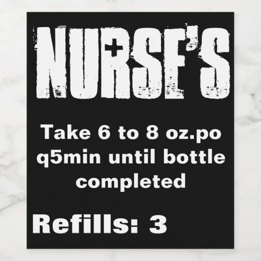 Verpleegster's Funny wine label Wijn Etiket (Enkel label)