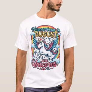 Verpleegsters Geboren Augustus Eenhoorn Regenboog T-shirt