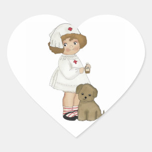 verpleegsters met puppy T-shirts en cadeautjes Hart Sticker