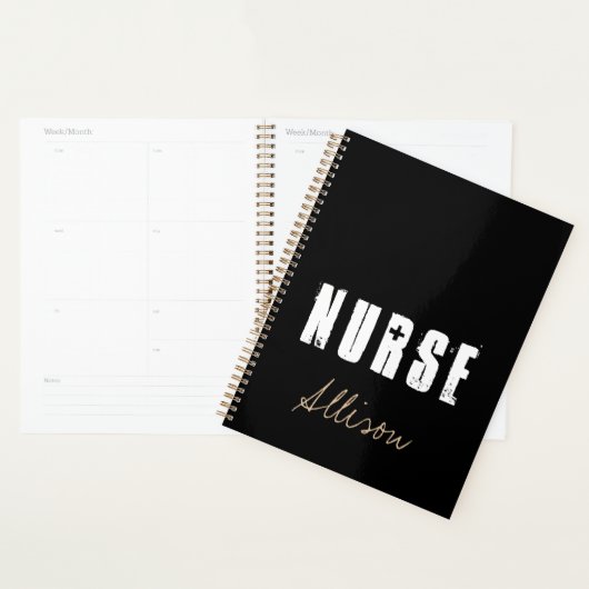 Verpleegzwart en gouden stijlvol, speciaal aangepa planner (Display)