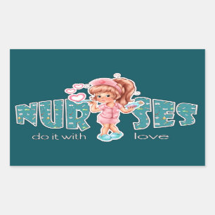 Verplegers doen het met Love. Cute Nurse Rechthoekige Sticker