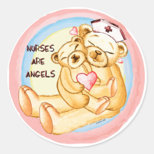 Verplegers zijn engelen ronde sticker