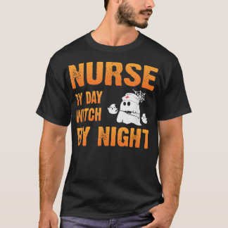 Verpleging per dag heks bij nacht halloween kostuu t-shirt