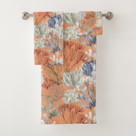 Verplette Abrikozen Solid met Onderzeese Print Bad Handdoek