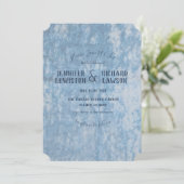 Verplette Blauwe Fluwelen bruiloft uitnodiging (Staand voorkant)