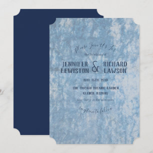 Verplette Blauwe Fluwelen bruiloft uitnodiging