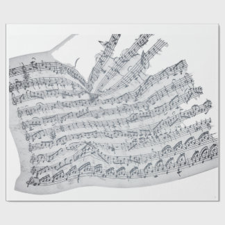 Verplette , handgeschreven melodie op roet cadeaupapier