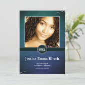 Verplette Peacock Kaart met dubbelzijdig Afstudere (Staand voorkant)