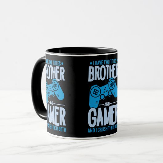 Verpletter twee titels Broer en gamer Mok (Voorkant links)